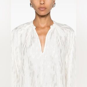 SAMSOE SAMSOE Elegant White Blouse with Silver Highlights